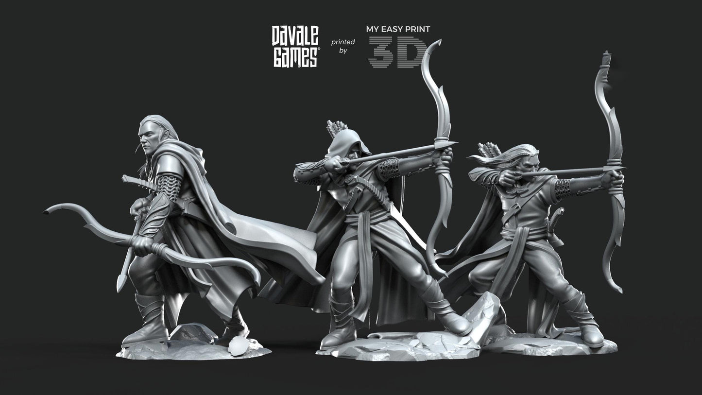 Galanthir Elves Forest Guardians with Bow - Davale Games - 3D Printed with high quality resin for LOTR/D&D games