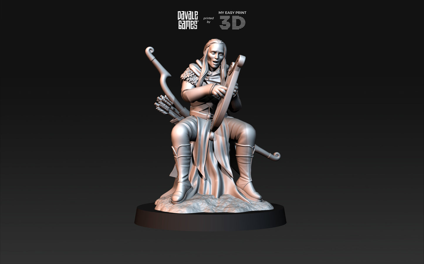 Wood Elf Musician - Davale Games - 3D Printed with high quality resin for LOTR/D&D games