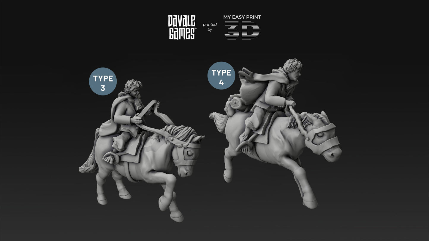 Halfmen on Pony - Mounted - Davale Games - 3D Printed with high quality resin for LOTR/D&D games