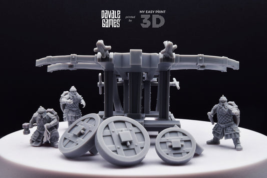 Silver Goat Dwarves Ballista With Dotation - Davale Games - 3D Printed with high quality resin for LOTR/D&D games