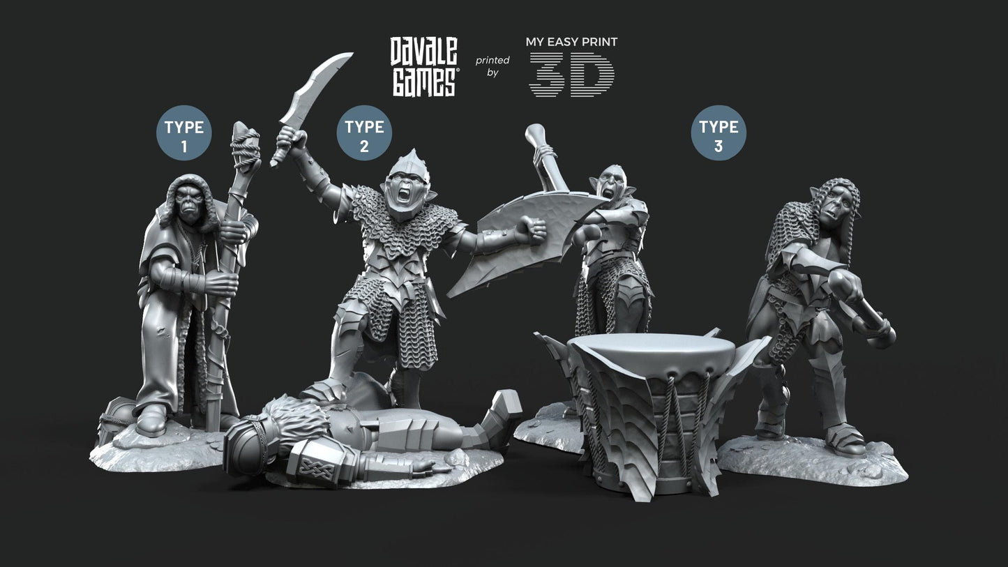 Command Group - Goblins of the cave - Davale Games - 3D Printed with high quality resin for LOTR/D&D games