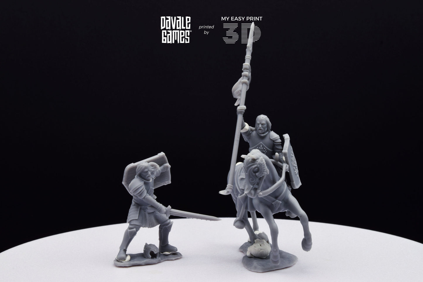 Grey Castle Captain - Foot and Mounted - Davale Games - 3D Printed with high quality resin for LOTR/D&D games