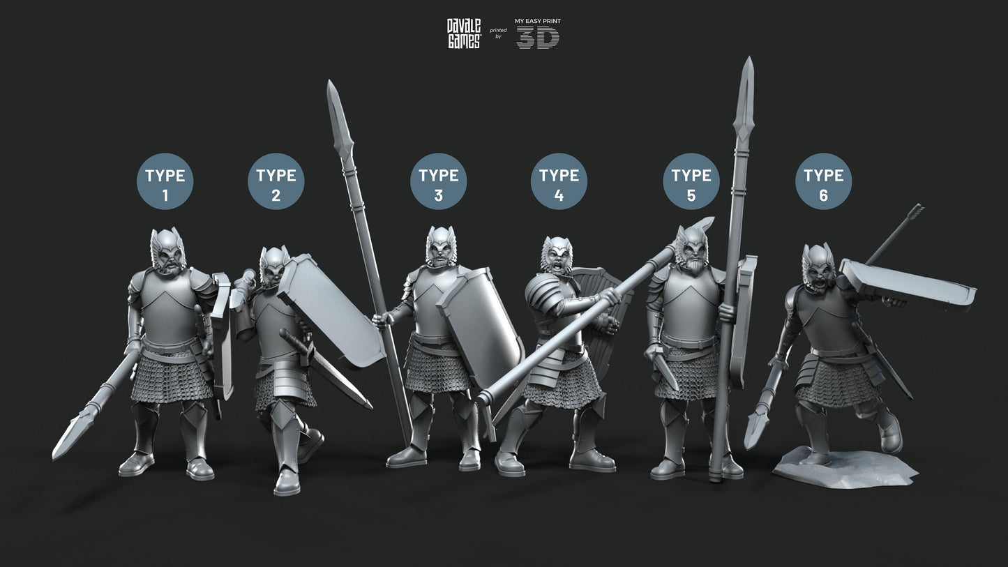 Grey Castle Warriors with Spears - Foot - Davale Games - 3D Printed with high quality resin for LOTR/D&D games