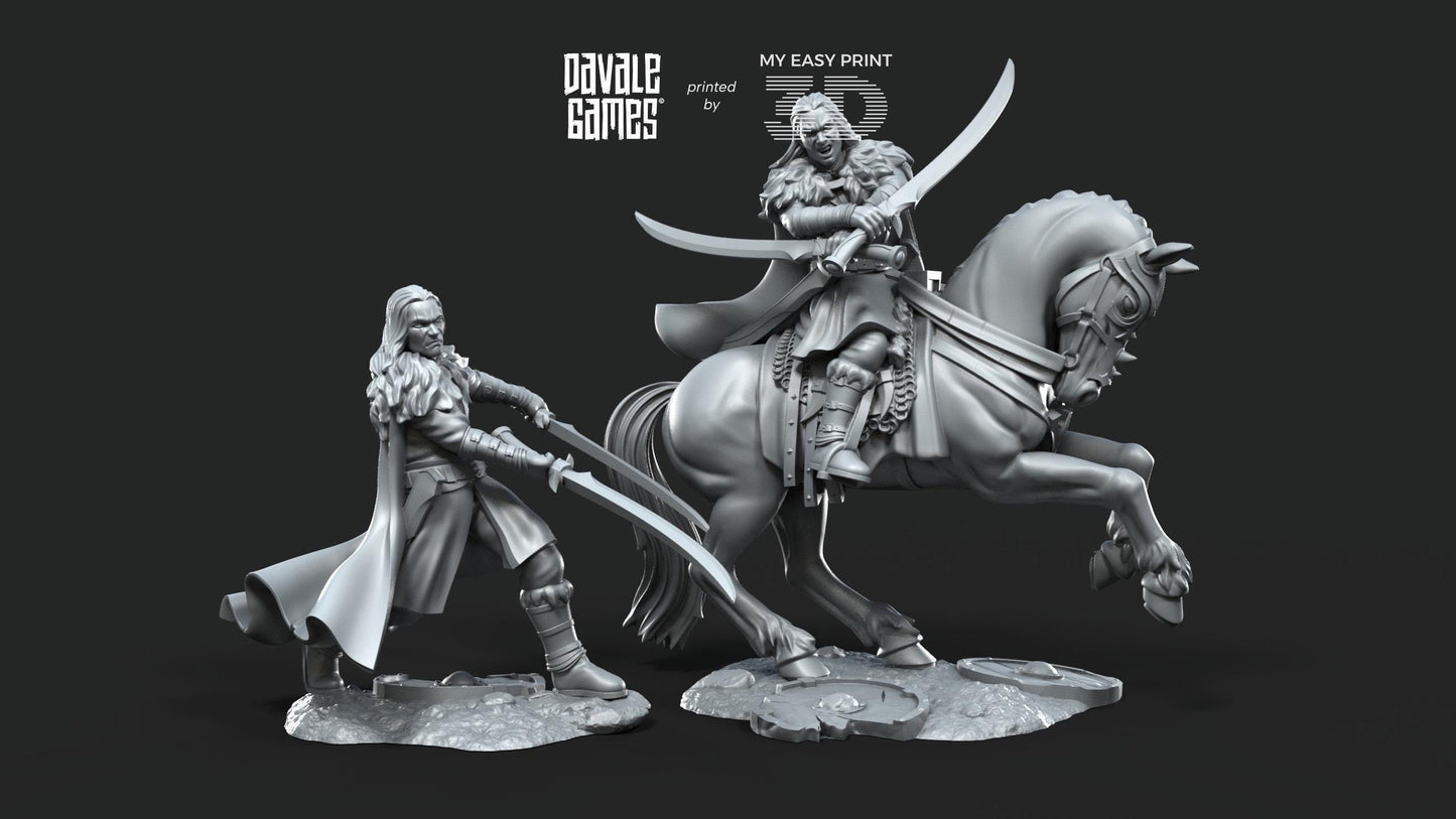 Wölfbane Lord Fellmount Reavers Foot and Mounted - Davale Games - 3D Printed with high quality resin for LOTR/D&D games