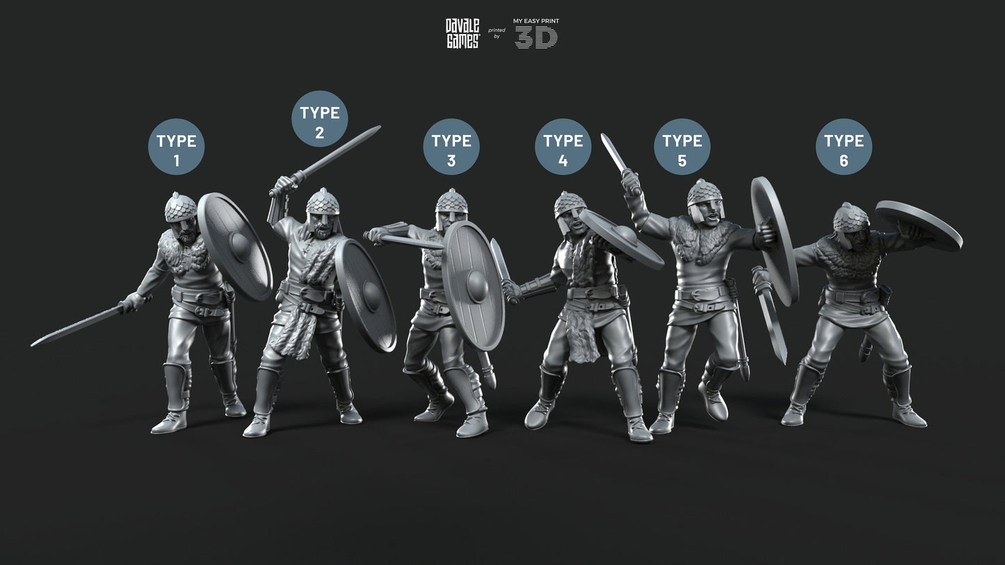 Gepids on foot Swordmen - Davale Games - Historical games - 3D Printed with high quality resin