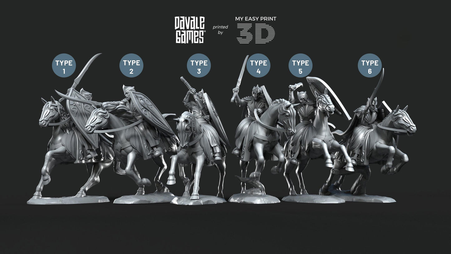 Galanthir Elves Cavalry - Davale Games - 3D Printed with high quality resin for LOTR/D&D games