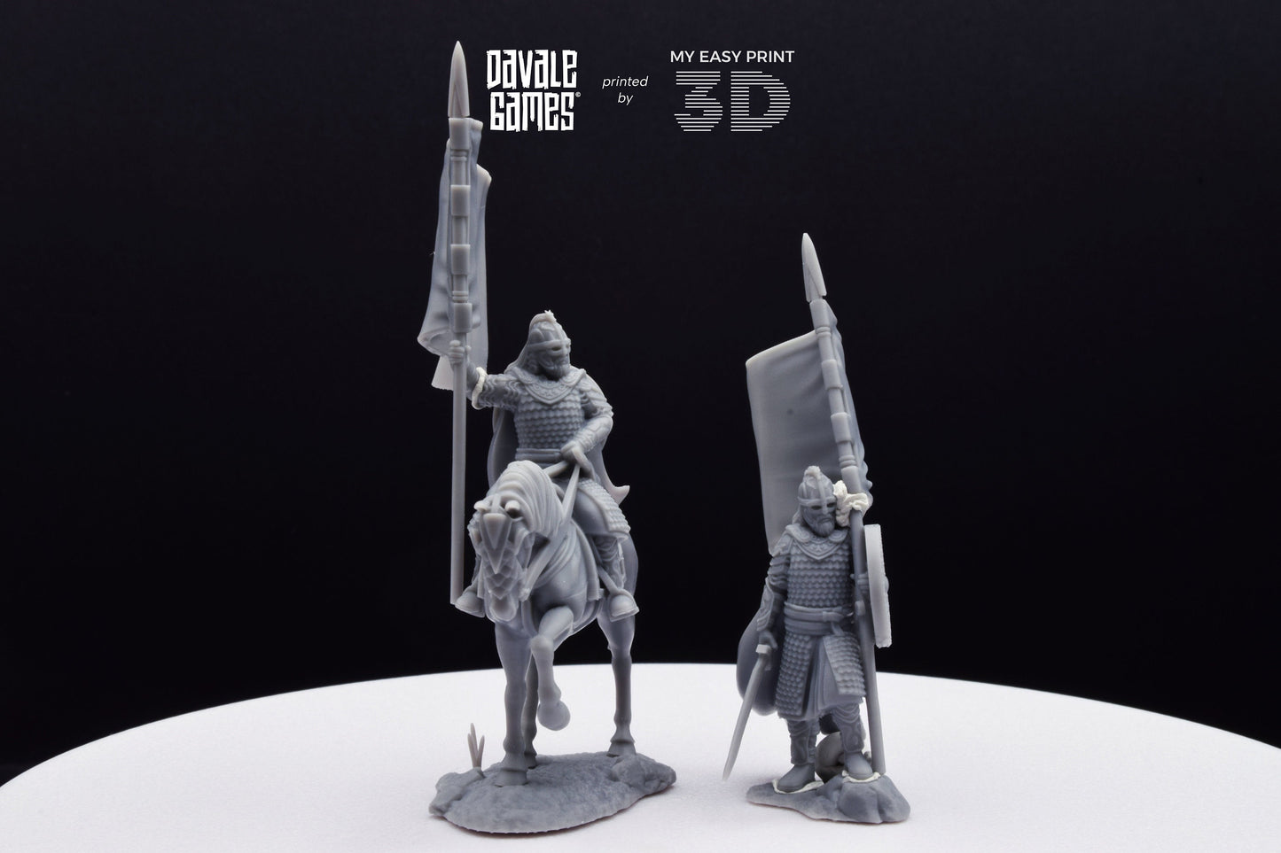 West Human Royal Guard with Banner - Foot and Mounted - Davale Games - 3D Printed with high quality resin for LOTR/D&D games