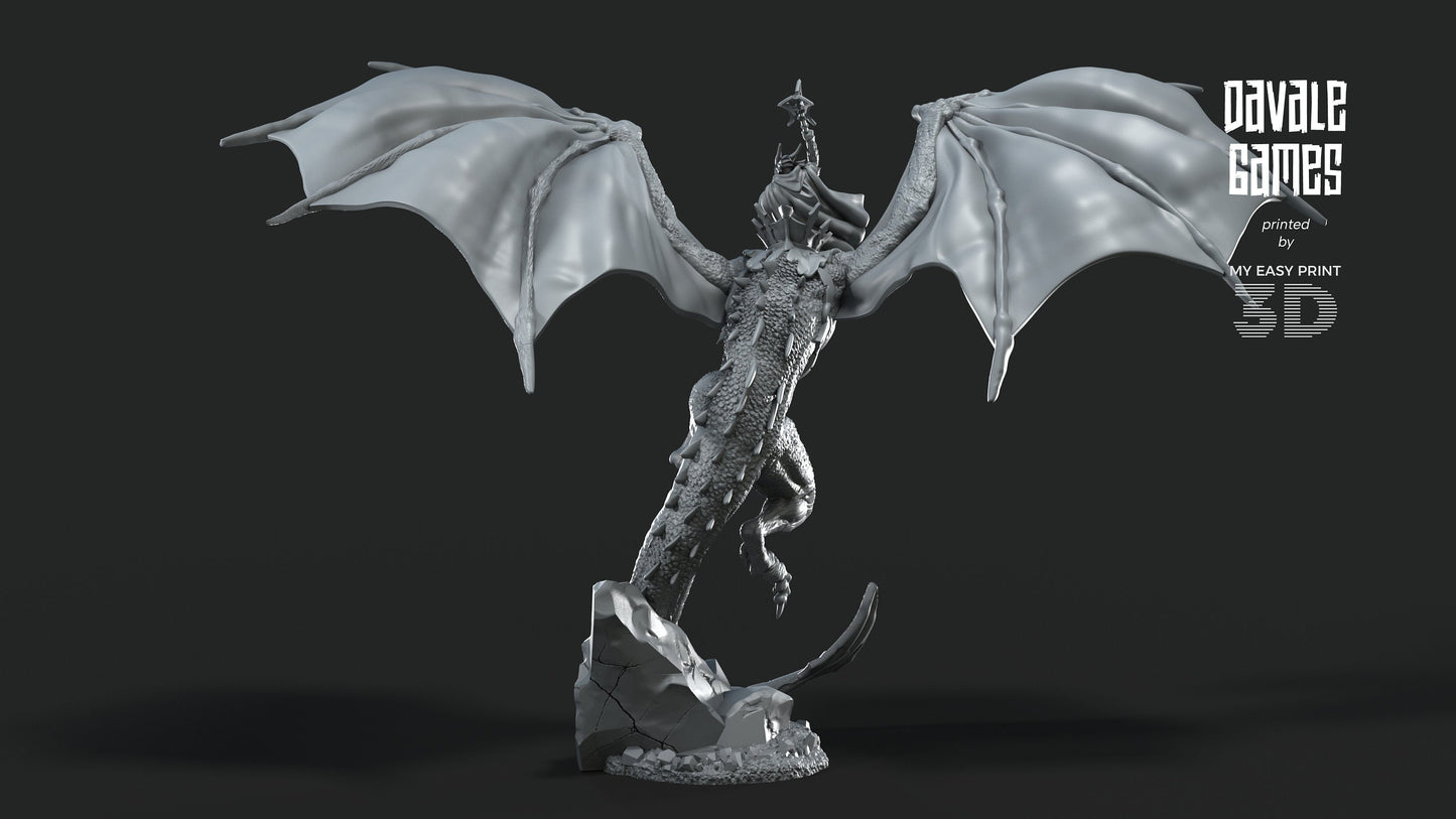 Wyvern with Dark Mage - Davale Games - 3D Printed with high quality resin for LOTR/D&D games