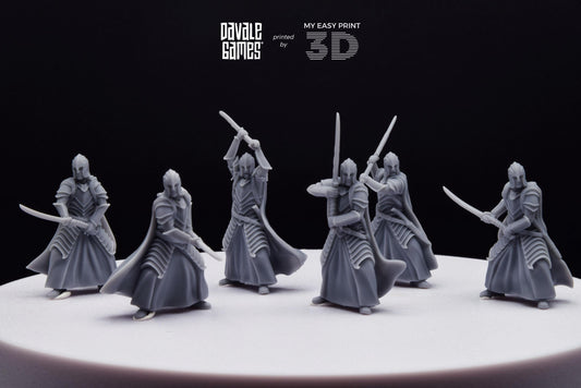 Bloody Warrior Elves Swordmen (Crests included) - Davale Games - 3D Printed with high quality resin for LOTR/D&D games