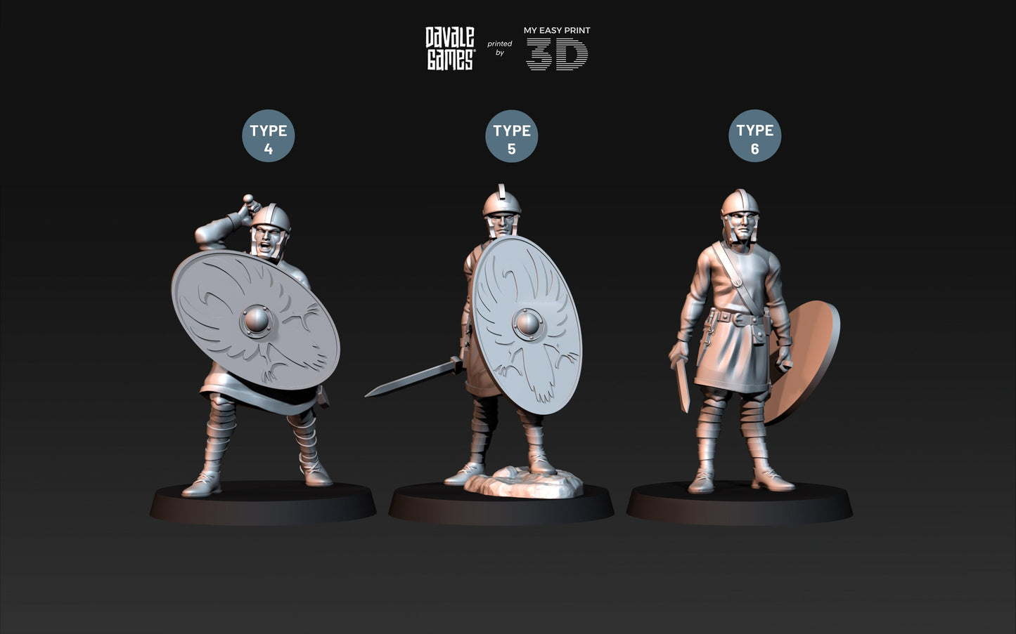 Roman Soldiers without Armour - Davale Games - Historical games - 3D Printed with high quality resin