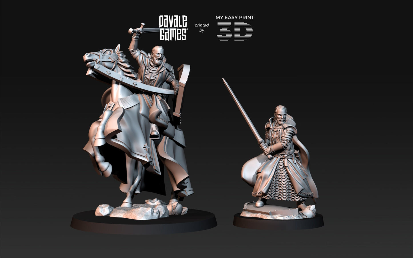 High Human King Reboot - Foot and Mounted - Davale Games - 3D Printed with high quality resin for LOTR/D&D games