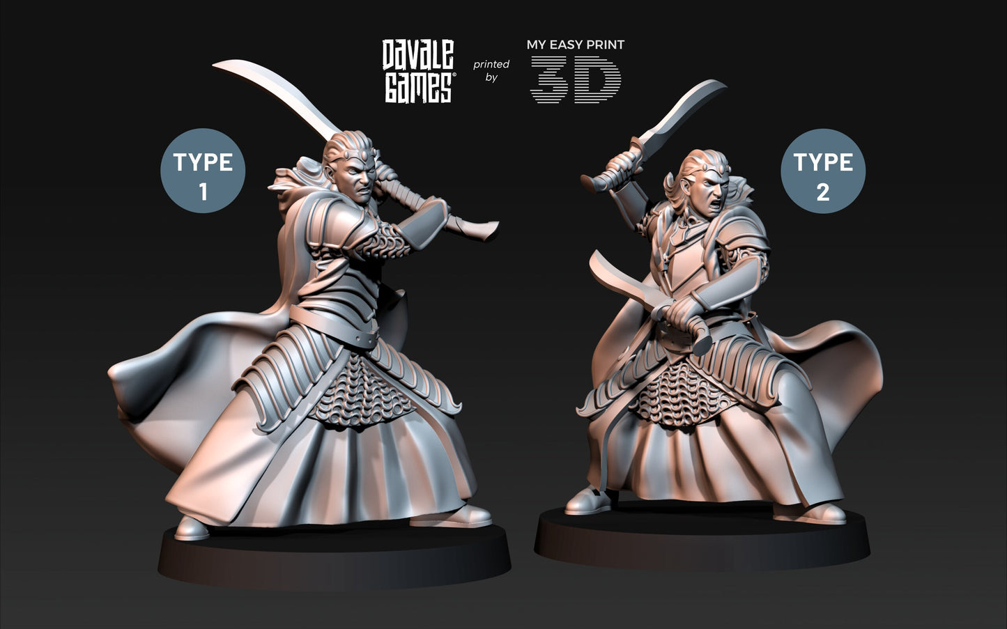 Bloody Elf Brother - Foot and Mounted - Davale Games - 3D Printed with high quality resin for LOTR/D&D games