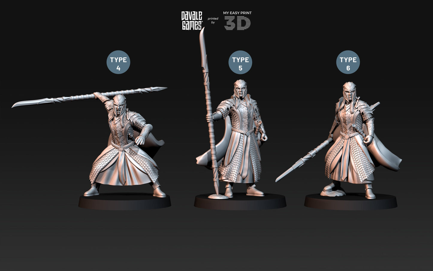 Armoured Wood Elf with Spear - Davale Games - 3D Printed with high quality resin for LOTR/D&D games