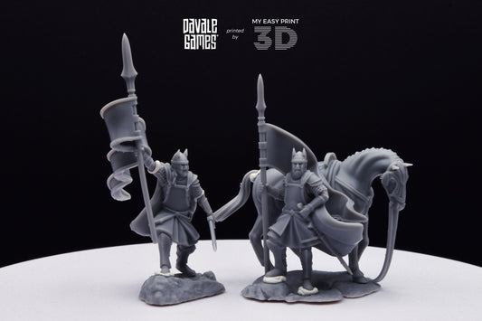 High Human Banner - Foot and Mounted - Davale Games - 3D Printed with high quality resin for LOTR/D&D games