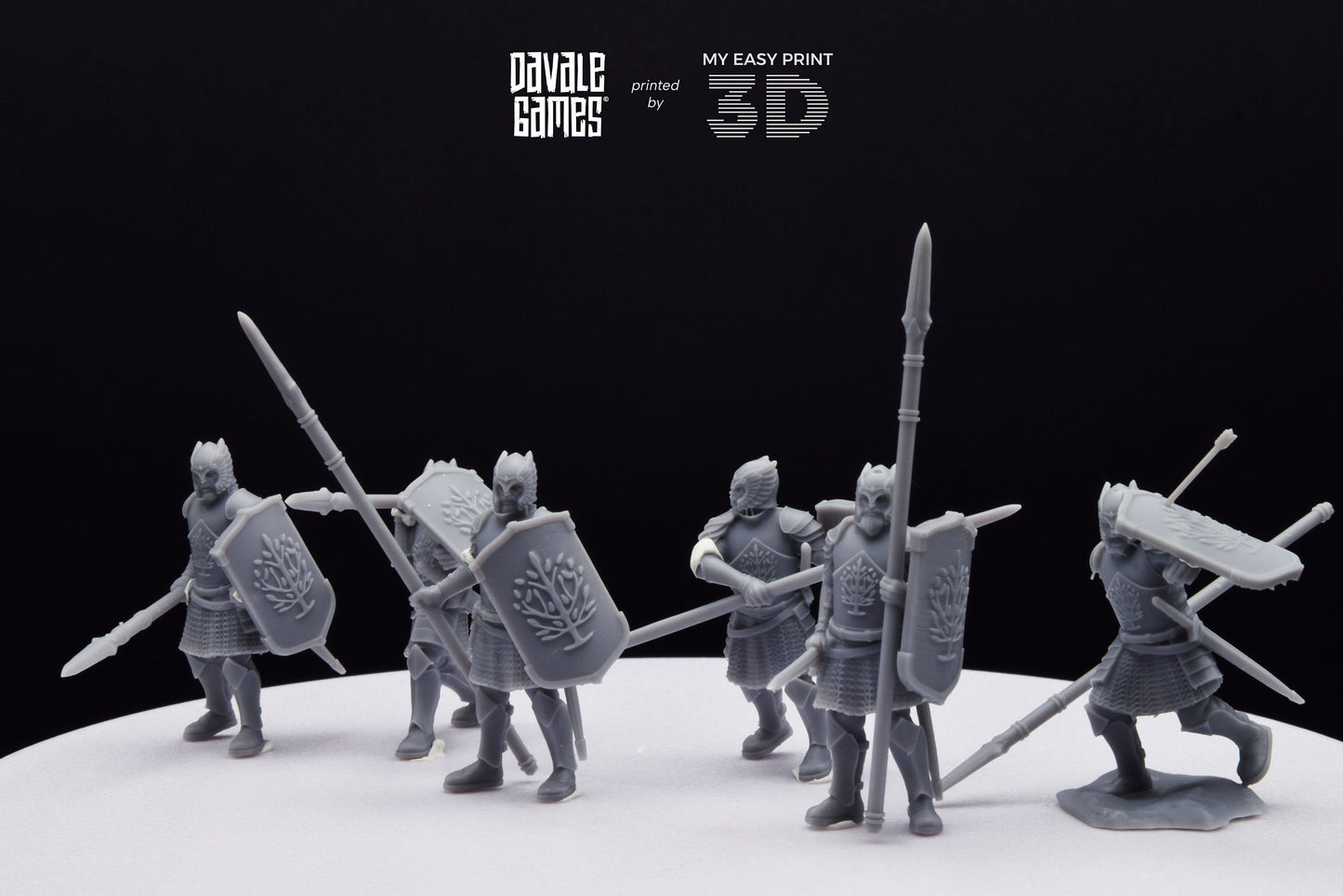 Grey Castle Warriors with Spears - Foot - Davale Games - 3D Printed with high quality resin for LOTR/D&D games