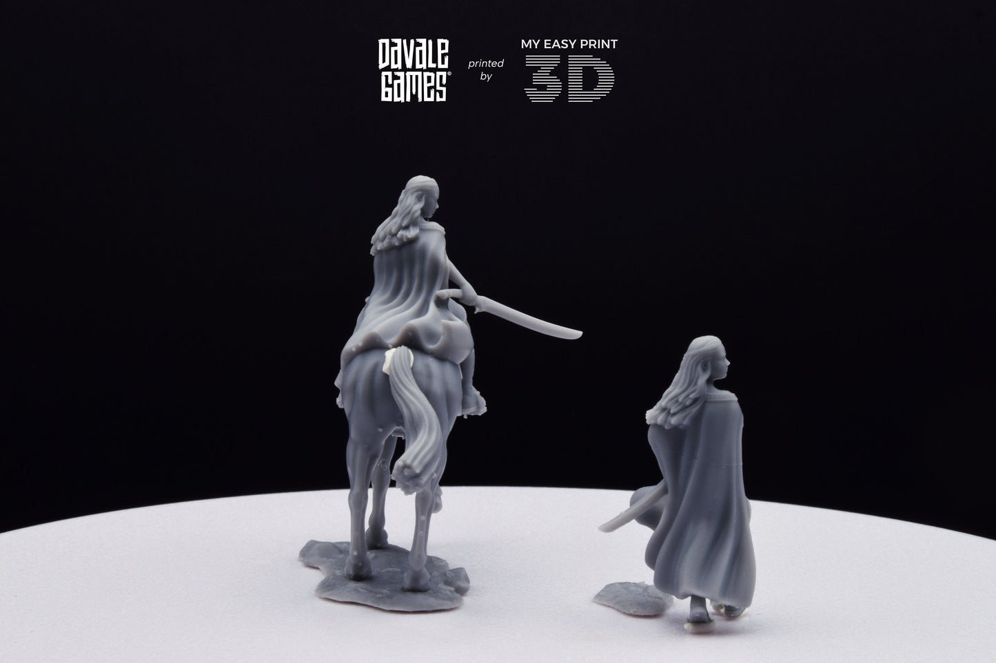 Bloody Elf Maiden - Foot and Mounted - Davale Games - 3D Printed with high quality resin for LOTR/D&D games