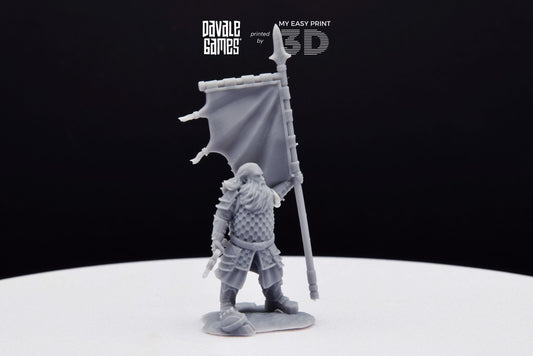 Silver Goat Dwarves Banner on foot - Davale Games - 3D Printed with high quality resin for LOTR/D&D games