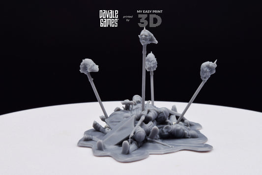 Bonfires with Pikes and Bloodhand Orcs heads - War Item - Davale Games - 3D Printed with high quality resin for LOTR/D&D games