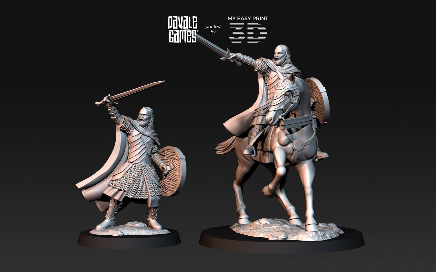 West Humans King - Foot and Mounted - Davale Games - 3D Printed with high quality resin for LOTR/D&D games