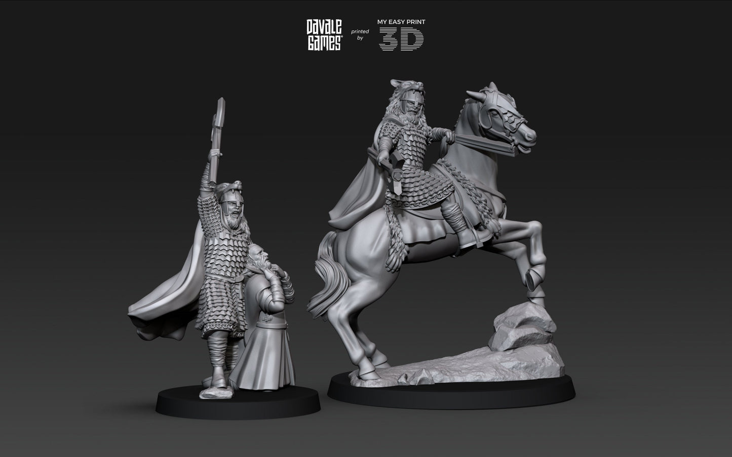 Lord Mountain The Wolf - Foot and Mounted - Davale Games - 3D Printed with high quality resin for LOTR/D&D games