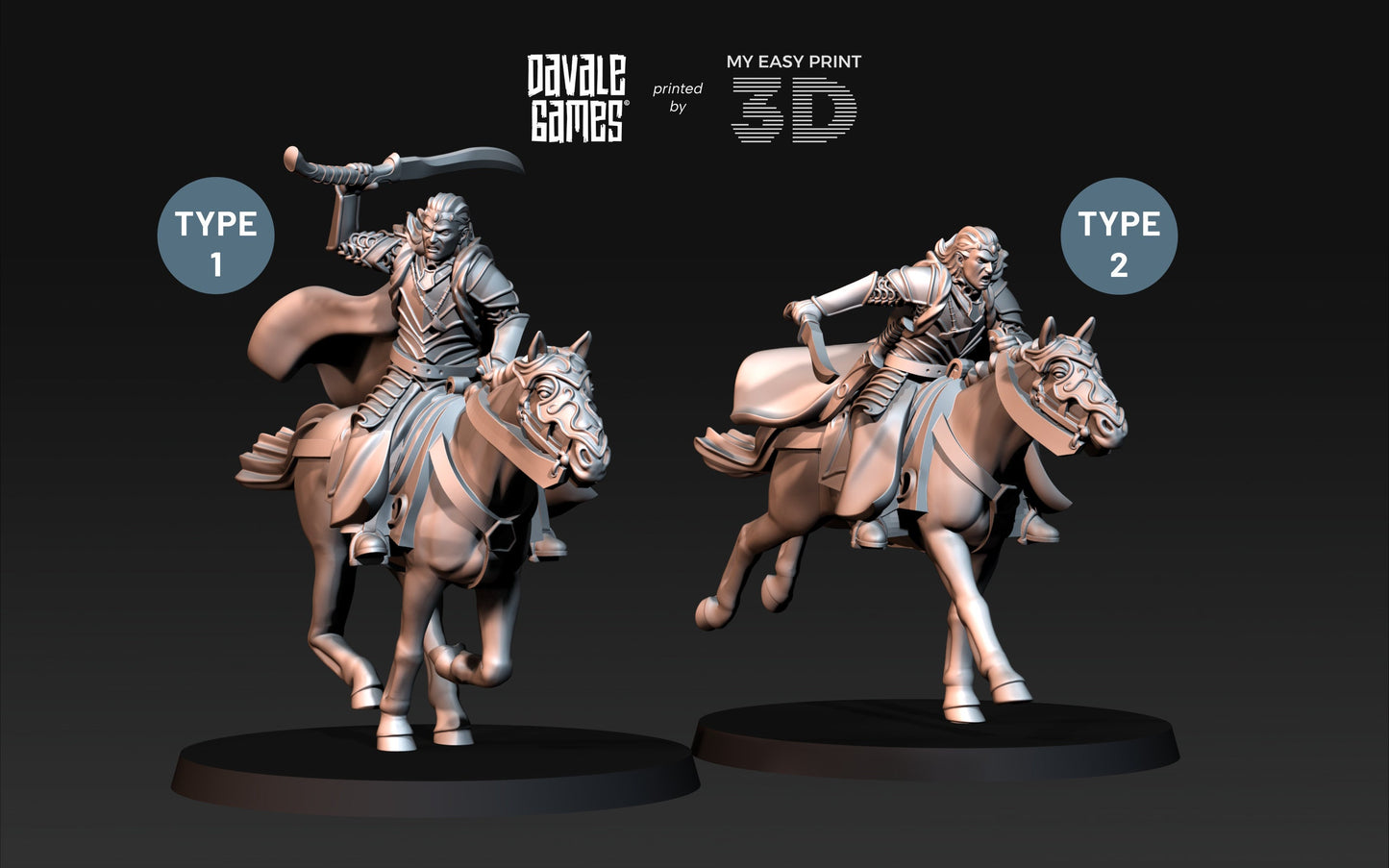 Bloody Elf Brother - Foot and Mounted - Davale Games - 3D Printed with high quality resin for LOTR/D&D games