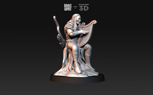 Wood Elf Musician - Davale Games - 3D Printed with high quality resin for LOTR/D&D games