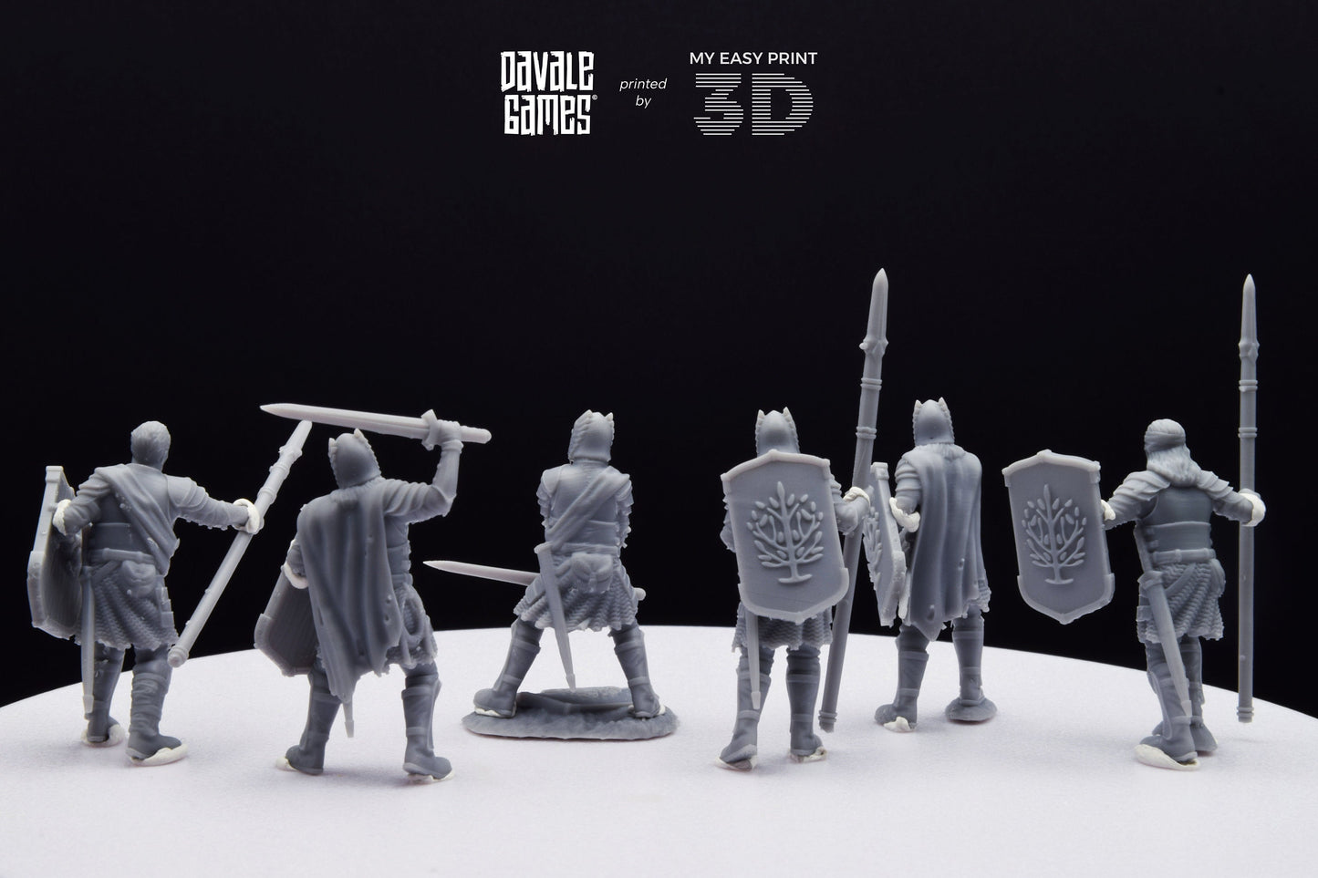 Wounded Grey Castle Warriors - Davale Games - 3D Printed with high quality resin for LOTR/D&D games