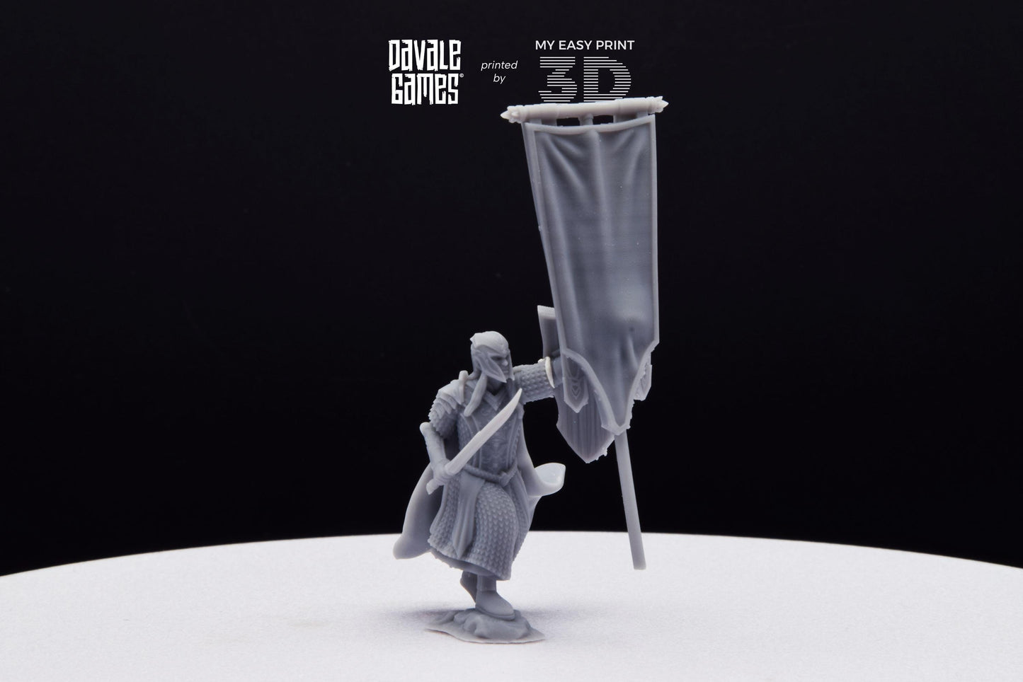 Armoured Wood Elf on Foot Banner 1 - Davale Games - 3D Printed with high quality resin for LOTR/D&D games
