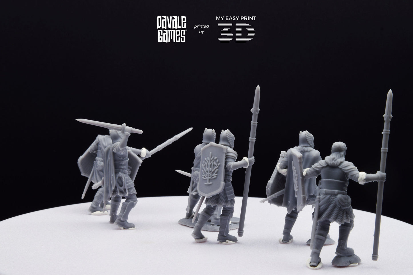 Wounded Grey Castle Warriors - Davale Games - 3D Printed with high quality resin for LOTR/D&D games