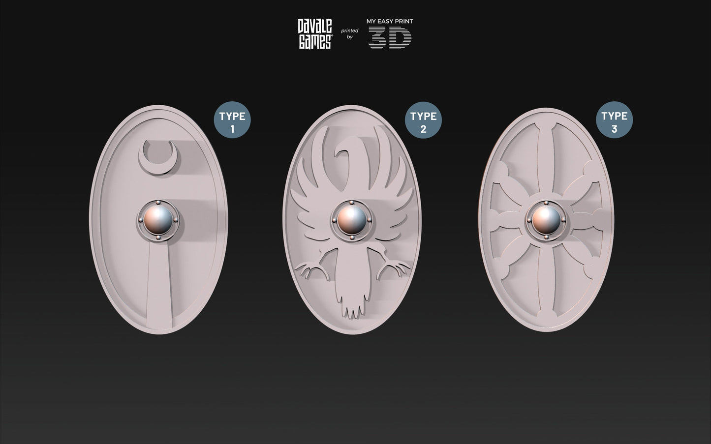 Interchangeable Roman Shields - Davale Games - Historical games - 3D Printed with high quality resin