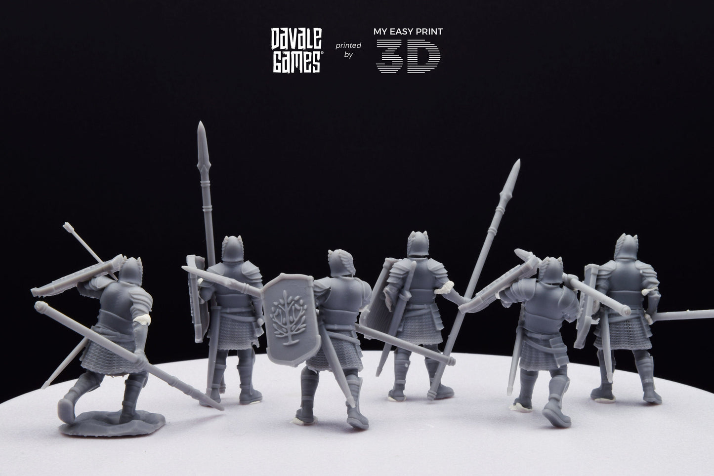 Grey Castle Warriors with Spears - Foot - Davale Games - 3D Printed with high quality resin for LOTR/D&D games