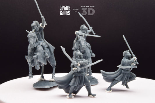 Dragon Army Dragon Guards Mounted and Foot - Davale Games - 3D Printed with high quality resin for LOTR/D&D games