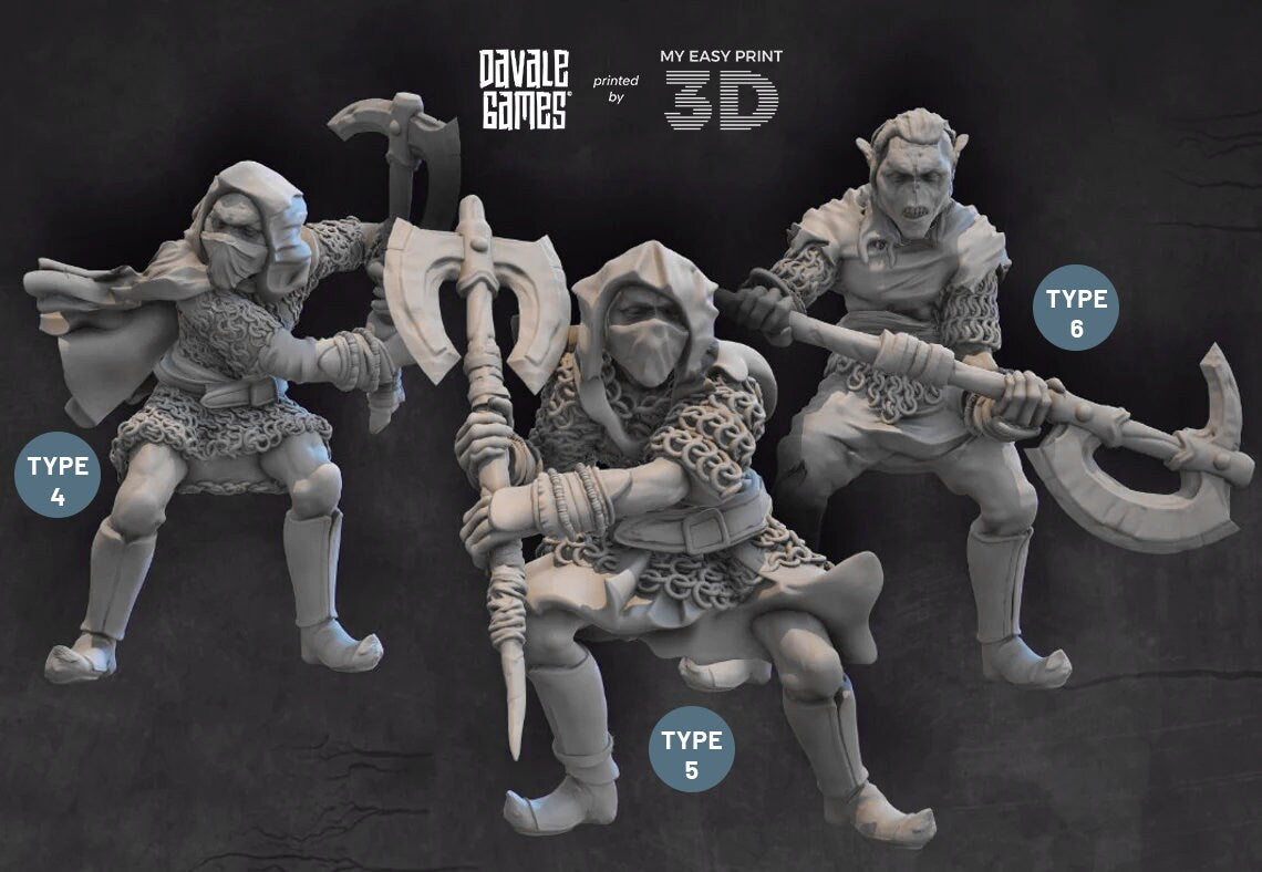 Goblin with Axe - Davale Games - 3D Printed with high quality resin for LOTR/D&D games