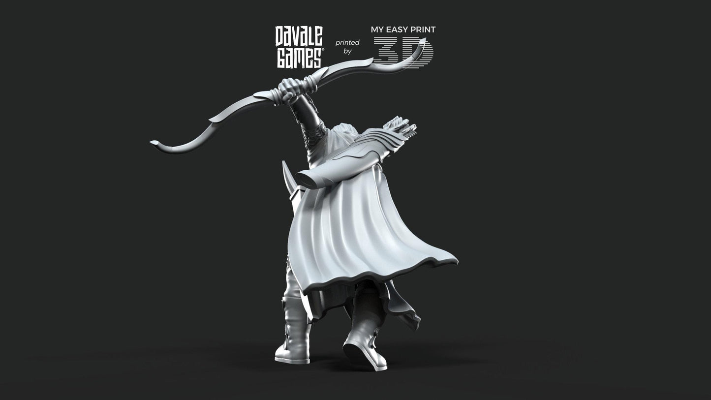 Forest Guardian Captain with Bow and Sword - Galanthir Elves - Davale Games - 3D Printed with high quality resin for LOTR/D&D games