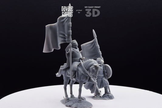 West Human Royal Guard with Banner - Foot and Mounted - Davale Games - 3D Printed with high quality resin for LOTR/D&D games