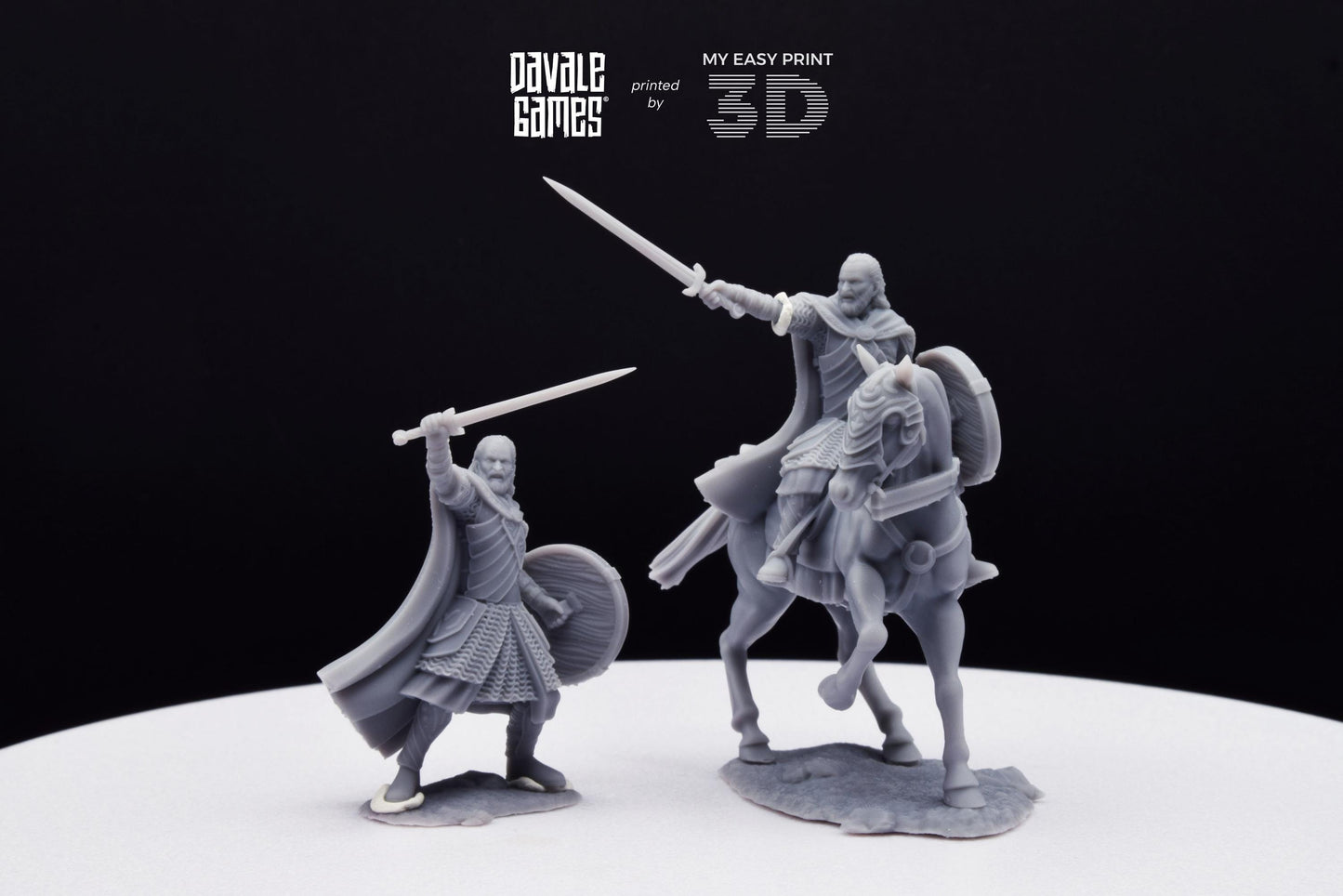 West Humans King - Foot and Mounted - Davale Games - 3D Printed with high quality resin for LOTR/D&D games