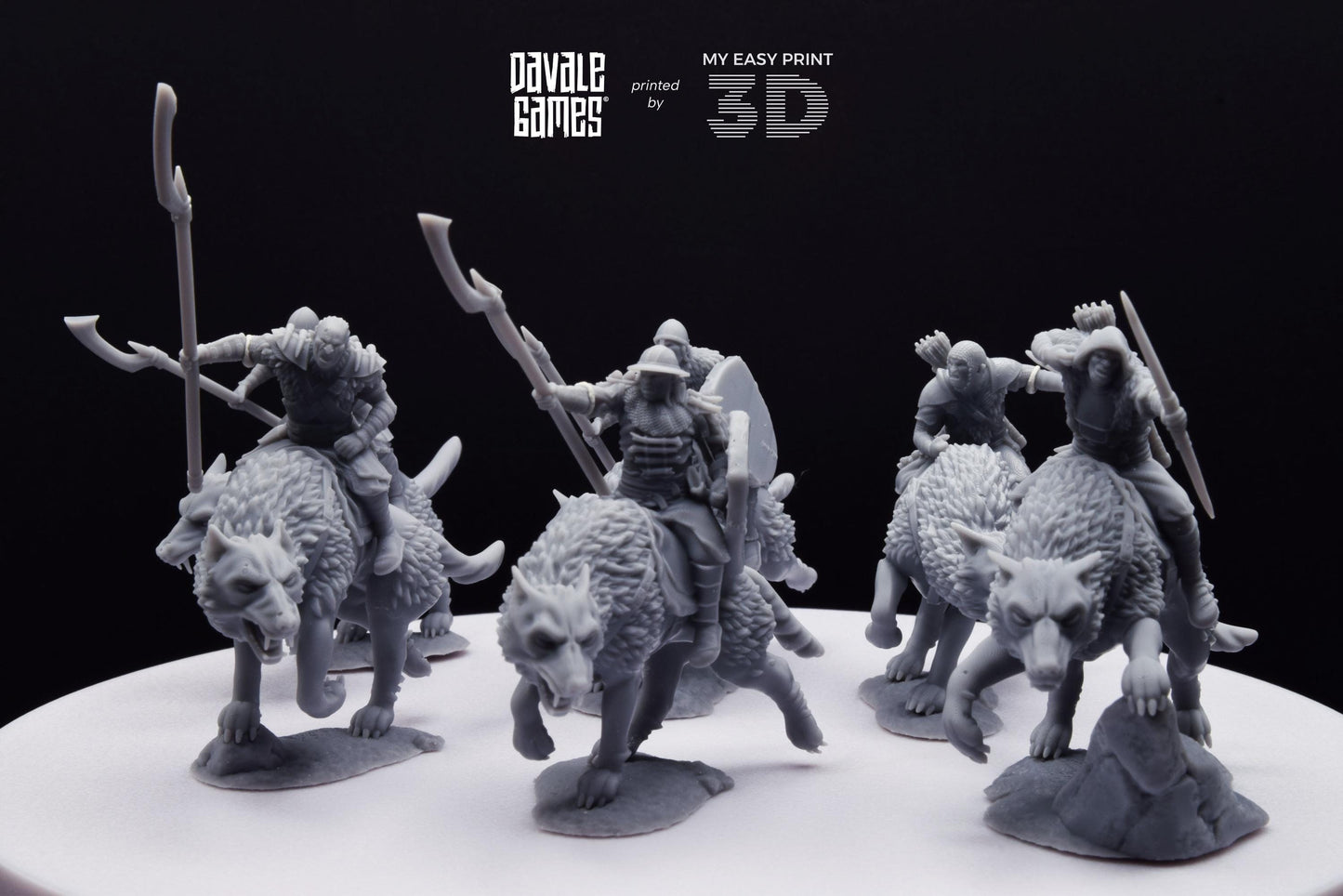 Warg Rider Warrior - Mounted - Davale Games - 3D Printed with high quality resin for LOTR/D&D games