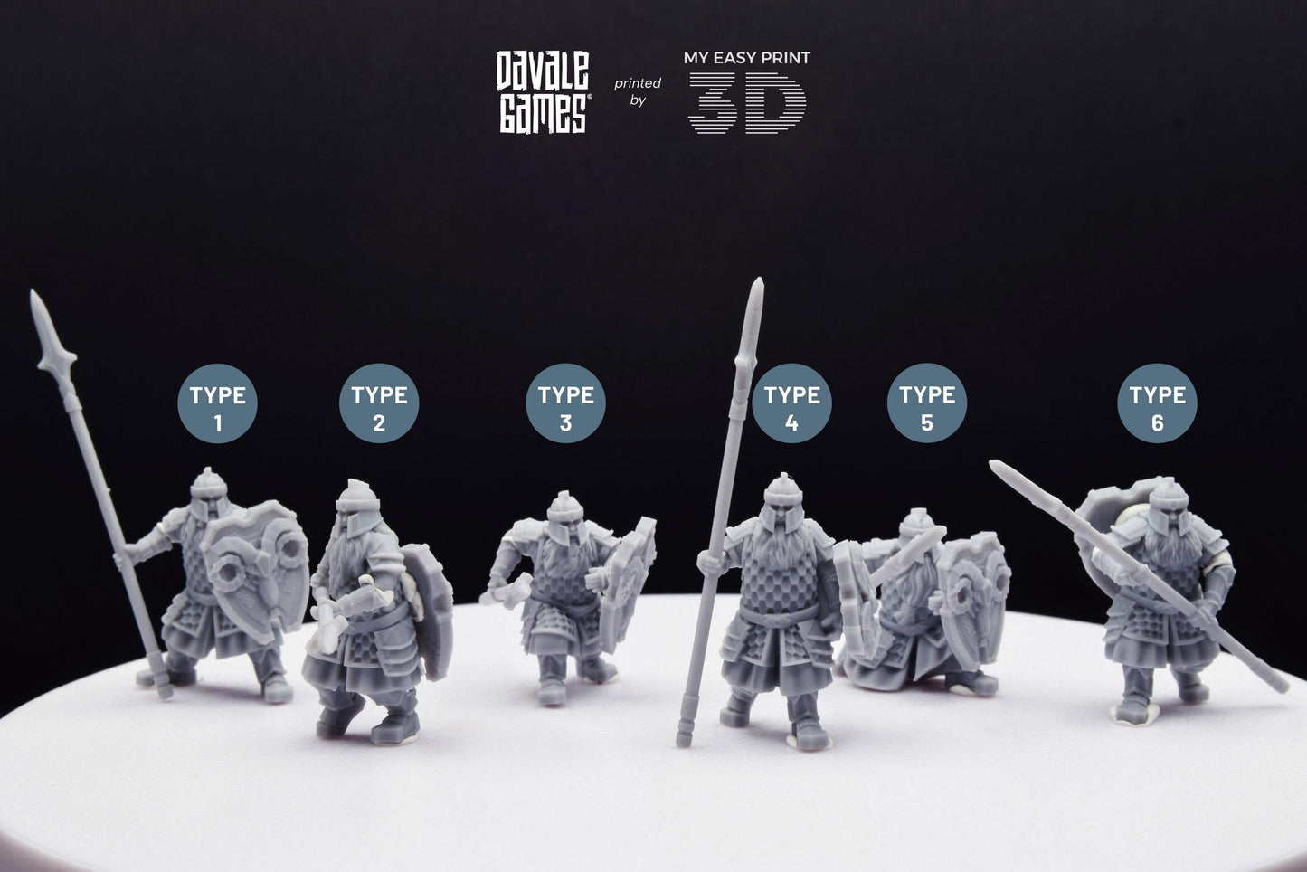 Silver Goat Dwarf Spearman - Davale Games - 3D Printed with high quality resin for LOTR/D&D games
