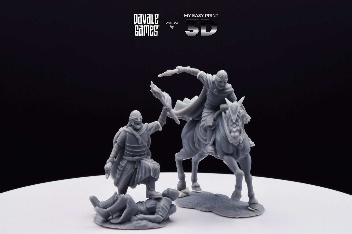 West Humans Captain - Foot and Mounted - Davale Games - 3D Printed with high quality resin for LOTR/D&D games