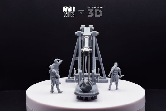 Grey Castle Trebuchet with Dotation - Davale Games - 3D Printed with high quality resin for LOTR/D&D games