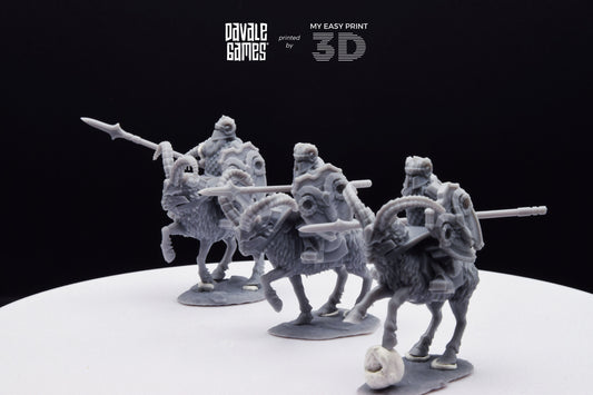 Silver Goat Dwarf Spearman - Mounted - Davale Games - 3D Printed with high quality resin for LOTR/D&D games