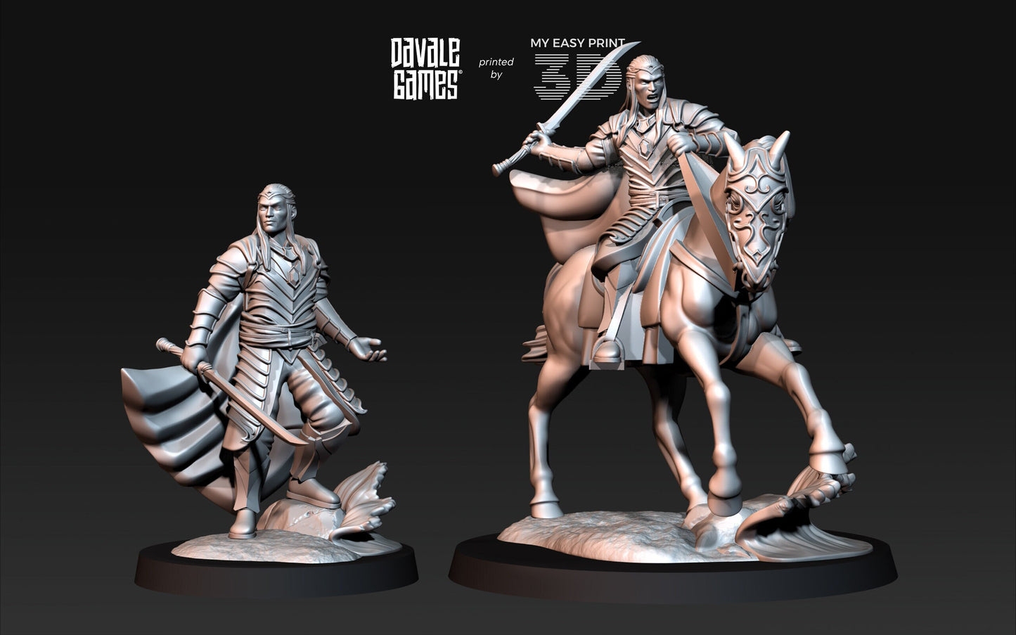 Lord of Bloody High Elves - Foot and Mounted - Davale Games - 3D Printed with high quality resin for LOTR/D&D games