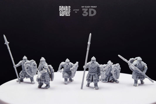 Silver Goat Dwarf Spearman - Davale Games - 3D Printed with high quality resin for LOTR/D&D games
