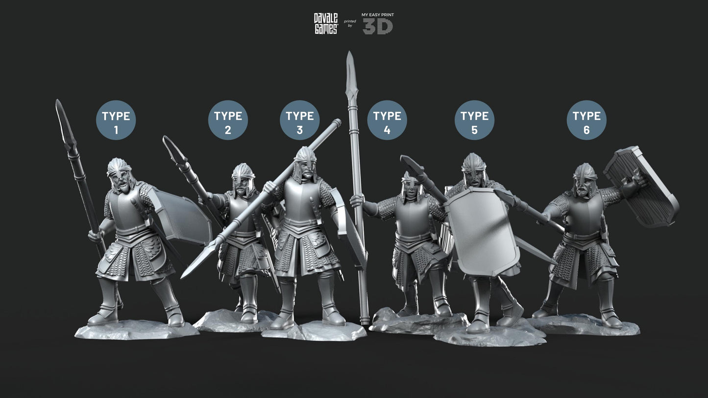 North Warriors with Spear and Shield - Davale Games - 3D Printed with high quality resin for LOTR/D&D games