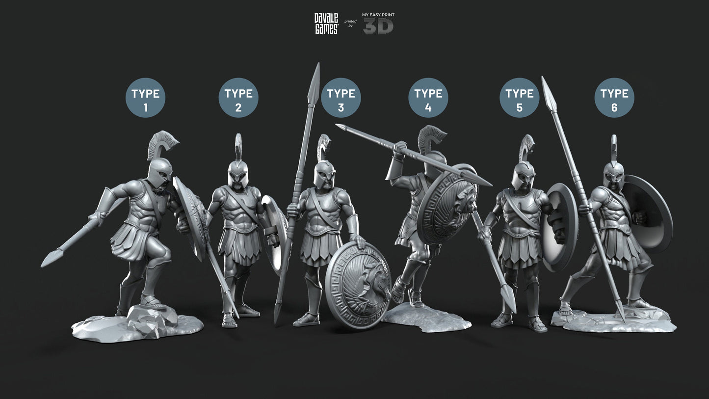 Hoplites with Spear and Shield - Foot - Mythology at Wars - Davale Games - Historical games - 3D Printed with high quality resin