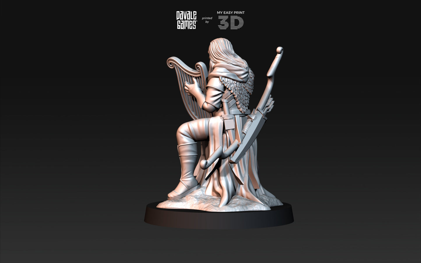 Wood Elf Musician - Davale Games - 3D Printed with high quality resin for LOTR/D&D games