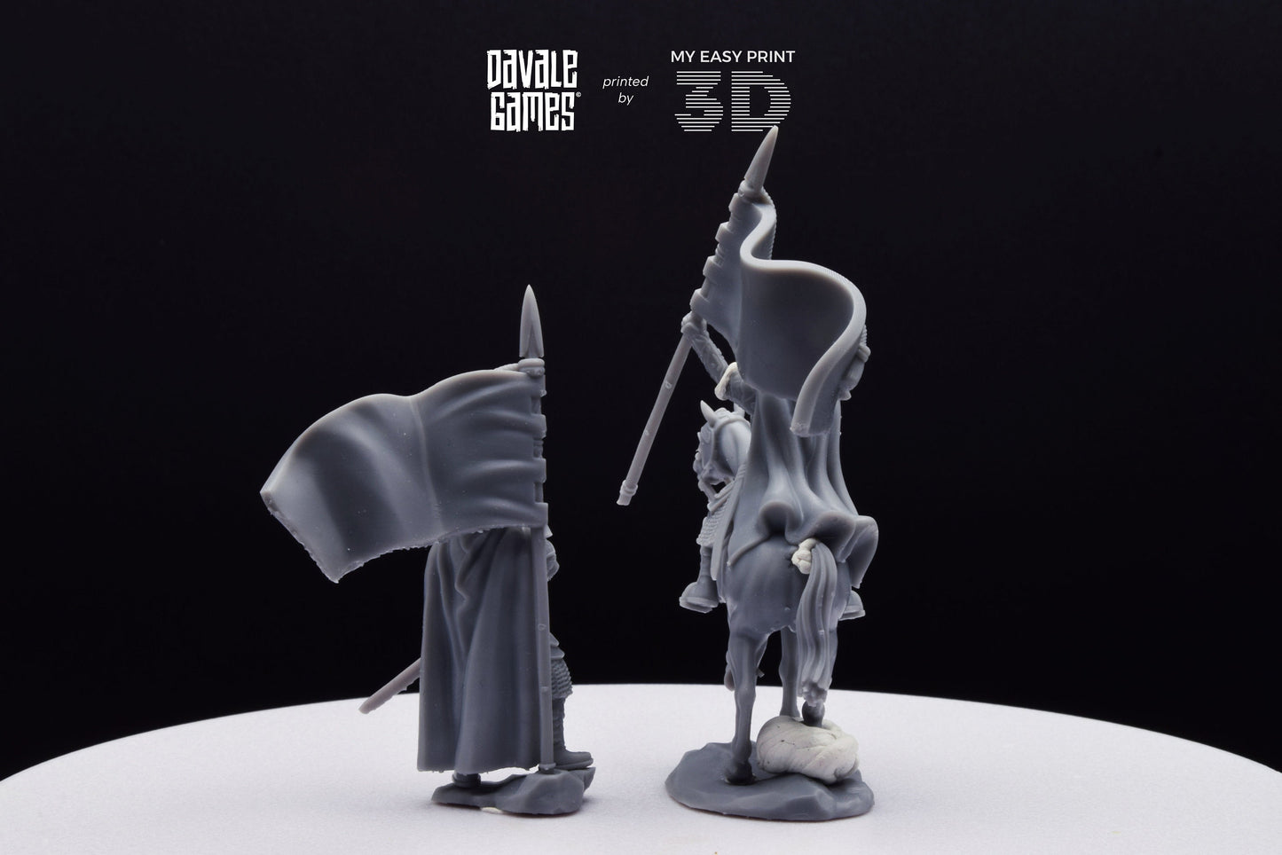 Mudd - West Humans Banner - Foot and Mounted - Davale Games - 3D Printed with high quality resin for LOTR/D&D games