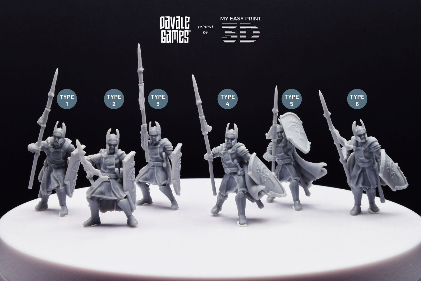 Old High Human Warriors Spearmen - Davale Games - 3D Printed with high quality resin for LOTR/D&D games