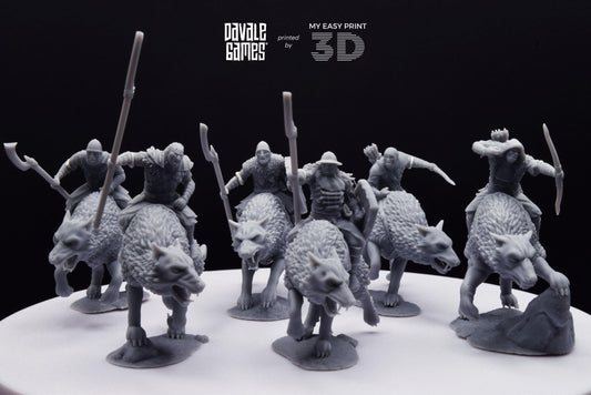 Warg Rider Warrior - Mounted - Davale Games - 3D Printed with high quality resin for LOTR/D&D games