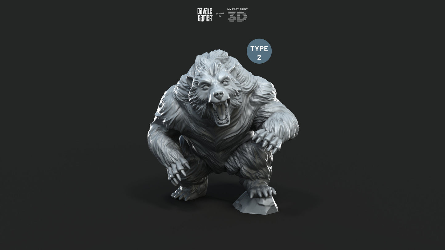 Giant Bears - Davale Games - 3D Printed with high quality resin for LOTR/D&D games